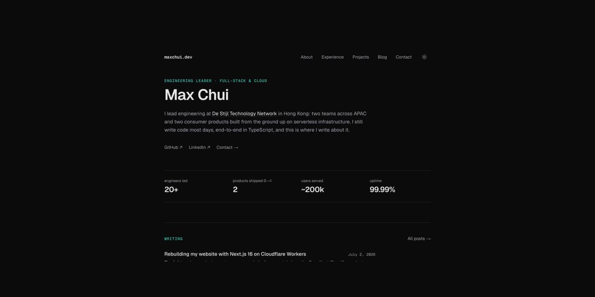 Homepage of maxchui.dev